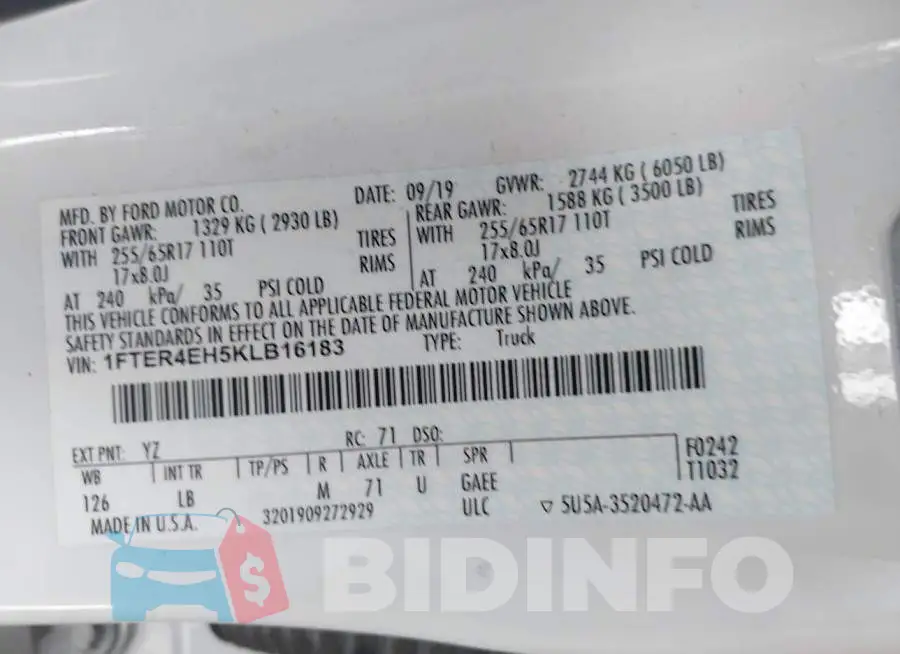 1FTER4EH5KLB16183 Photo# 9