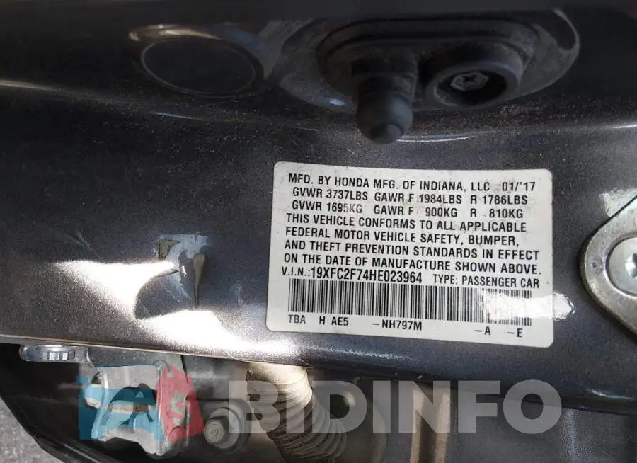 19XFC2F74HE023964 Photo# 9