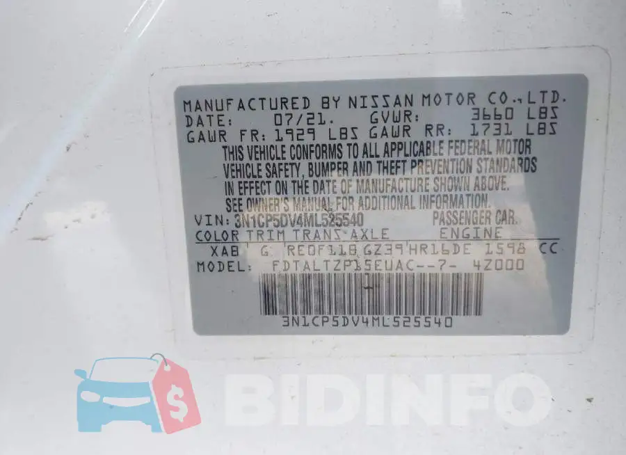 3N1CP5DV4ML525540 Photo# 9