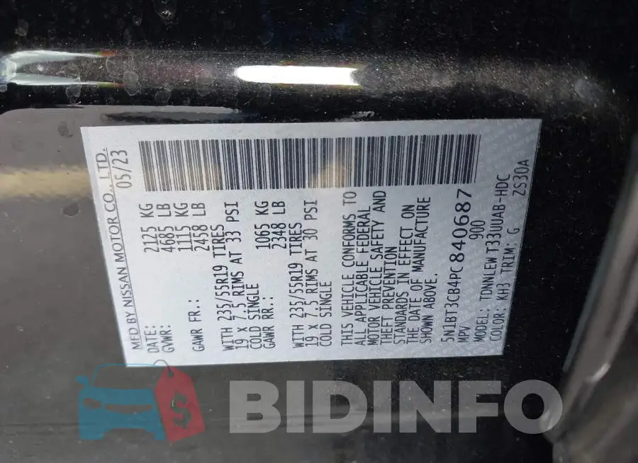 5N1BT3CB4PC840687 Photo# 9