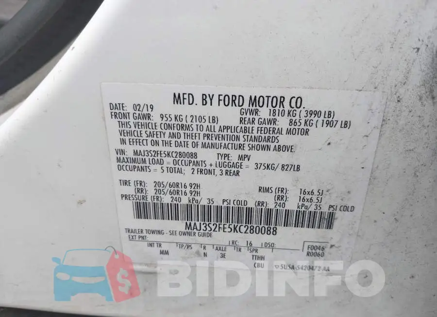 MAJ3S2FE5KC280088 Photo# 9