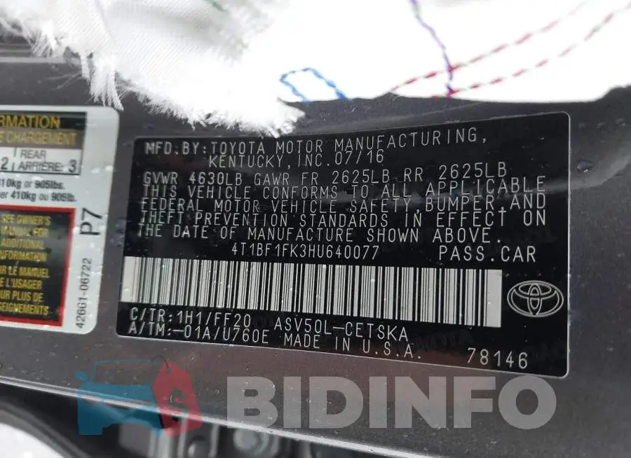 4T1BF1FK3HU640077 Photo# 9
