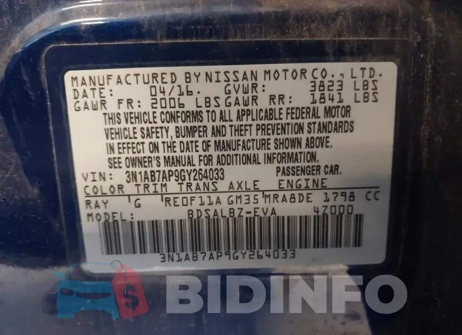 3N1AB7AP9GY264033 Photo# 9