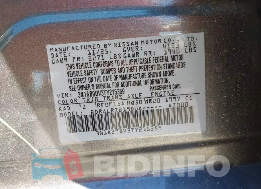 3N1AB9DV3TY215359 Photo# 9