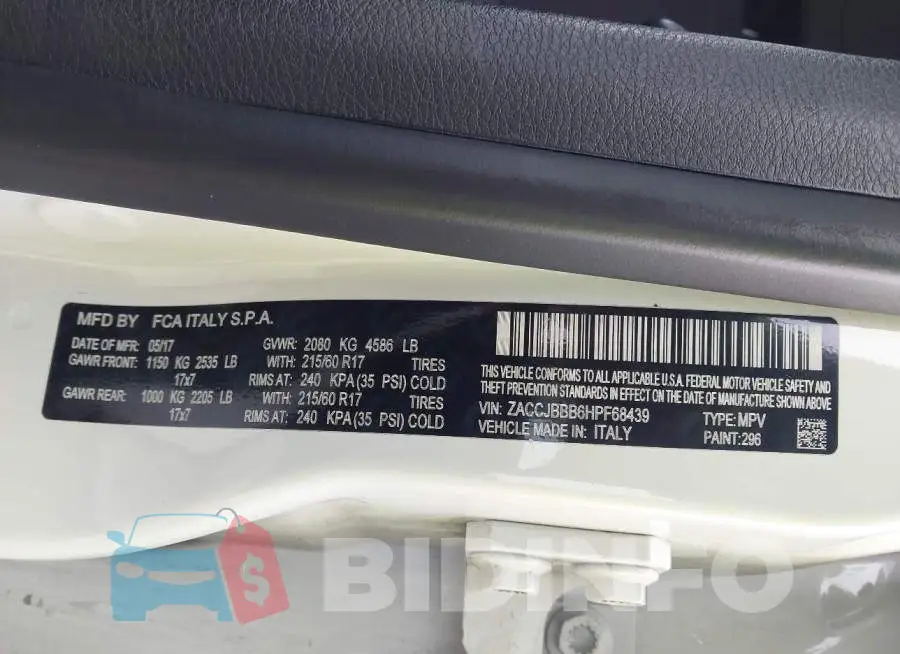 ZACCJBBB6HPF68439 Photo# 9