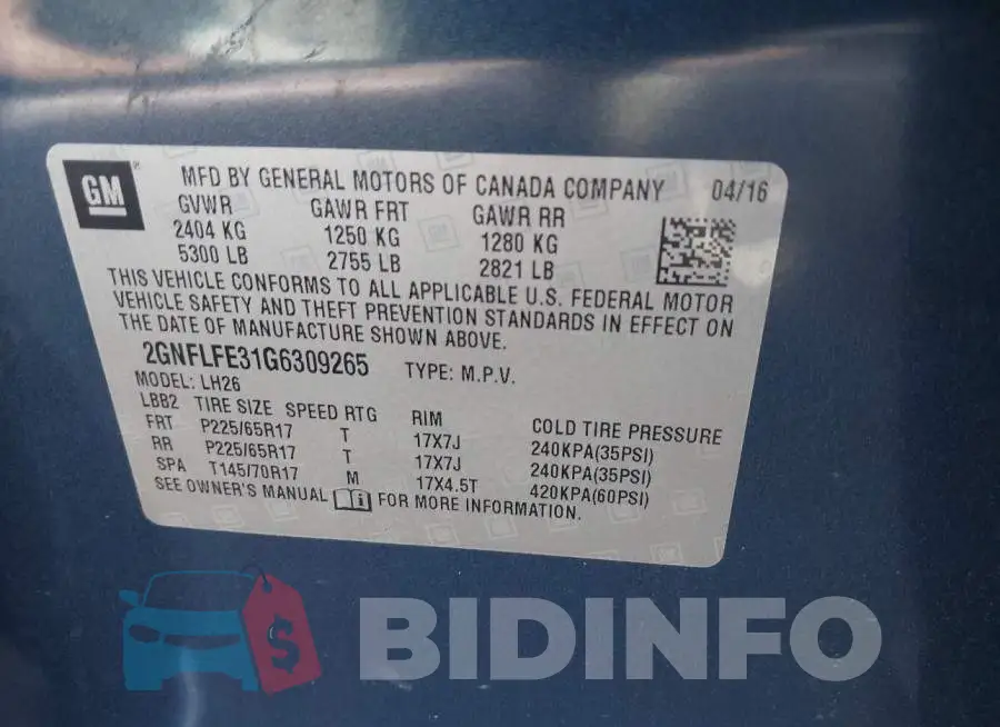 2GNFLFE31G6309265 Photo# 9