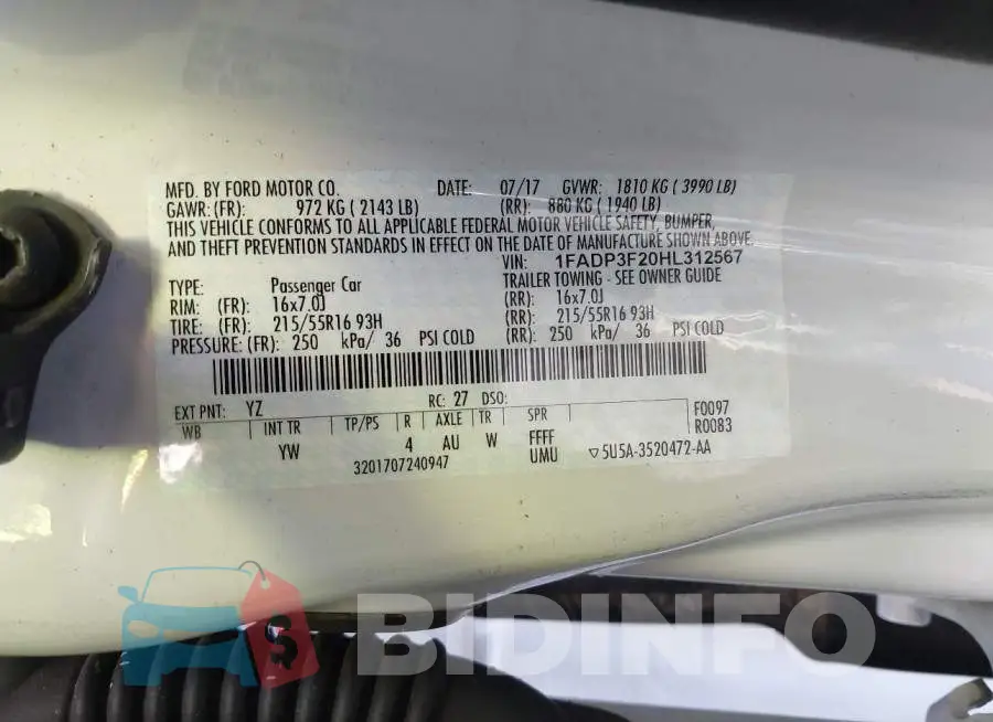 1FADP3F20HL312567 Photo# 9