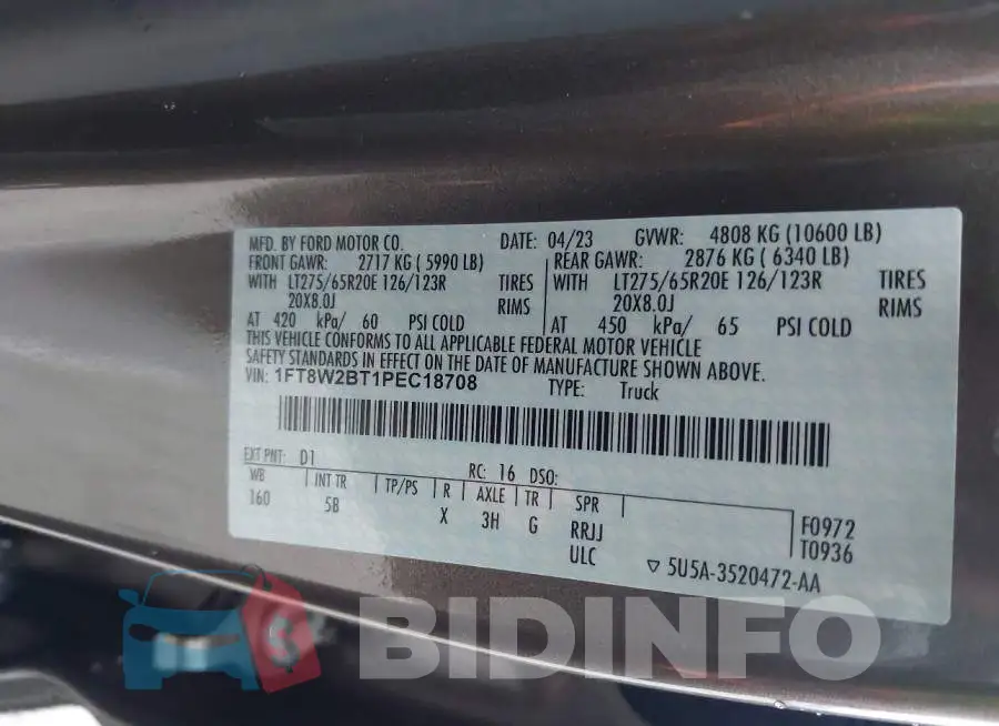 1FT8W2BT1PEC18708 Photo# 8
