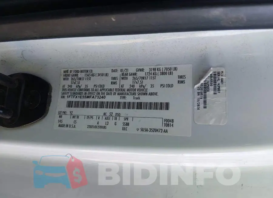 1FTFX1E55MFA73240 Photo# 9