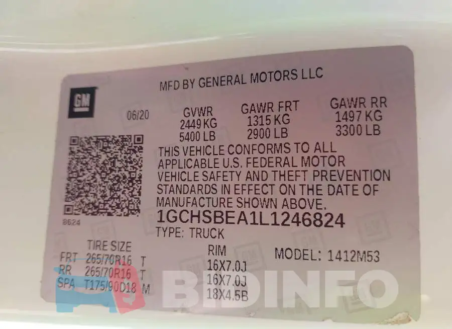 1GCHSBEA1L1246824 Photo# 9