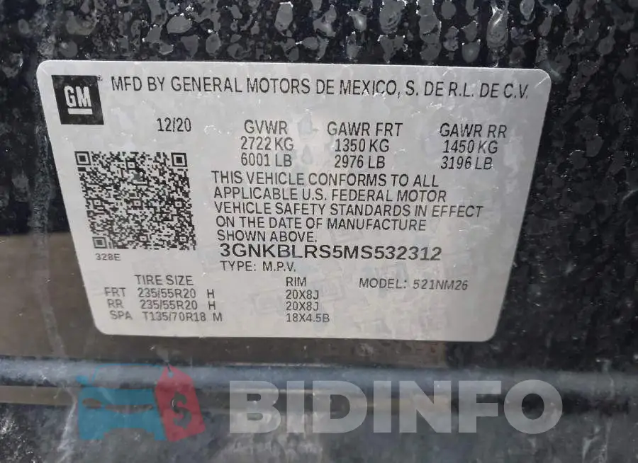 3GNKBLRS5MS532312 Photo# 9