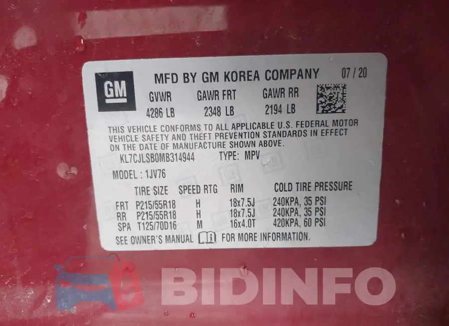 KL7CJLSB0MB314944 Photo# 9