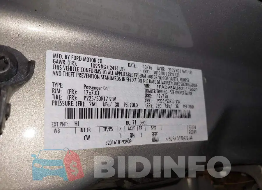 1FADP5AU4GL119521 Photo# 9