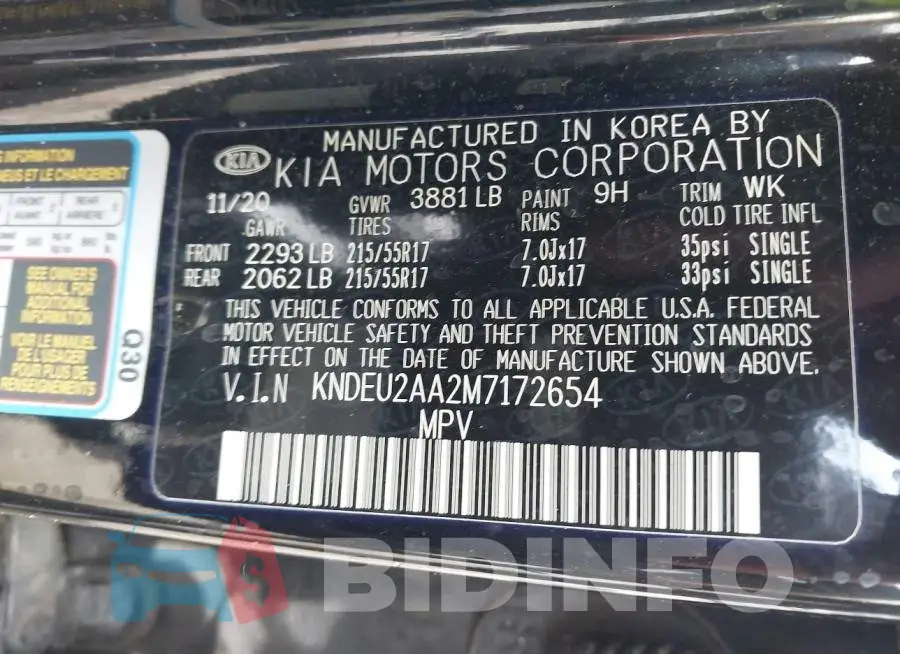 KNDEU2AA2M7172654 Photo# 9