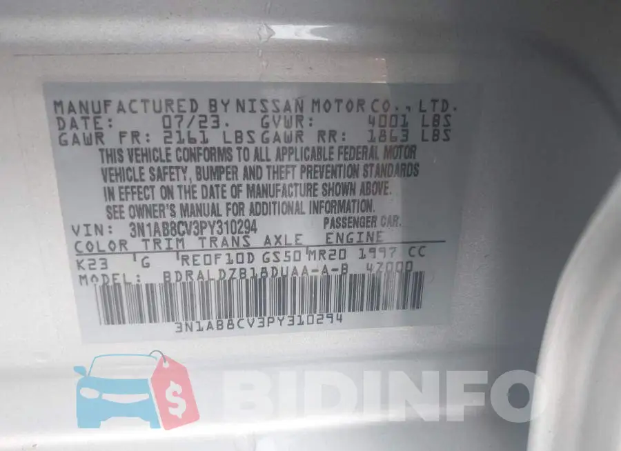 3N1AB8CV3PY310294 Photo# 9