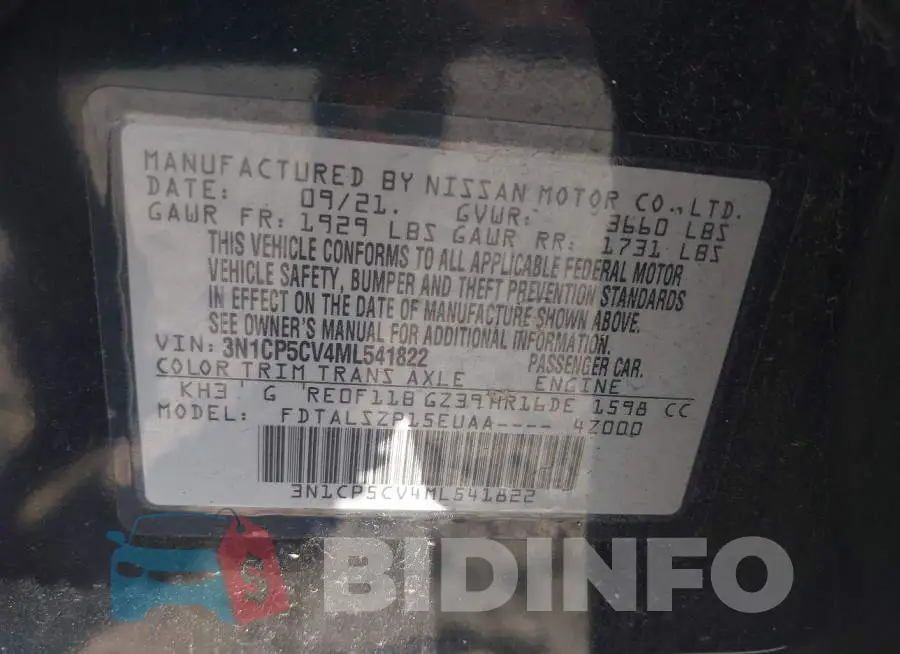 3N1CP5CV4ML541822 Photo# 9