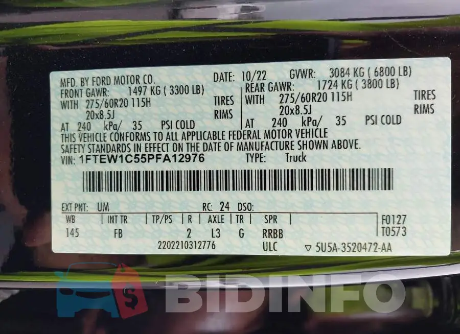 1FTEW1C55PFA12976 Photo# 9