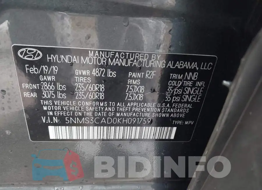 5NMS3CAD0KH091759 Photo# 9