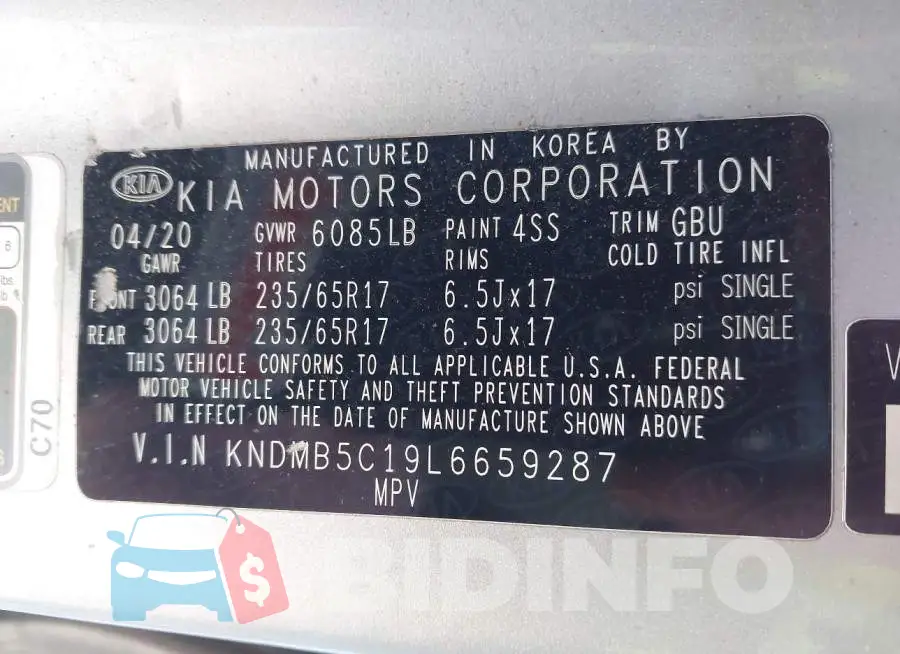 KNDMB5C19L6659287 Photo# 9