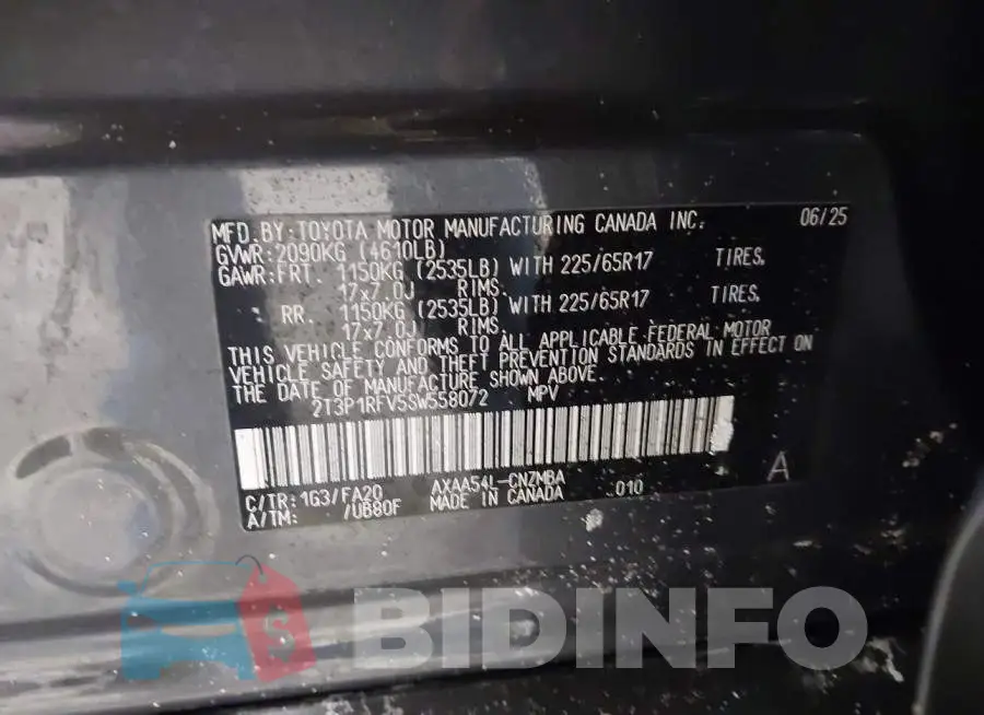 2T3P1RFV5SW558072 Photo# 9