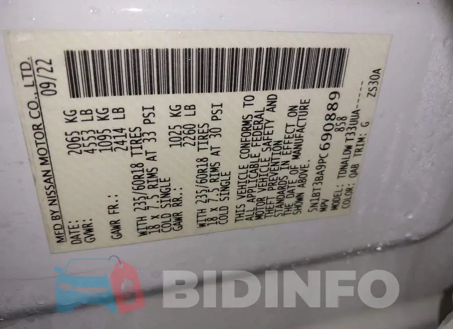 5N1BT3BA9PC690889 Photo# 9
