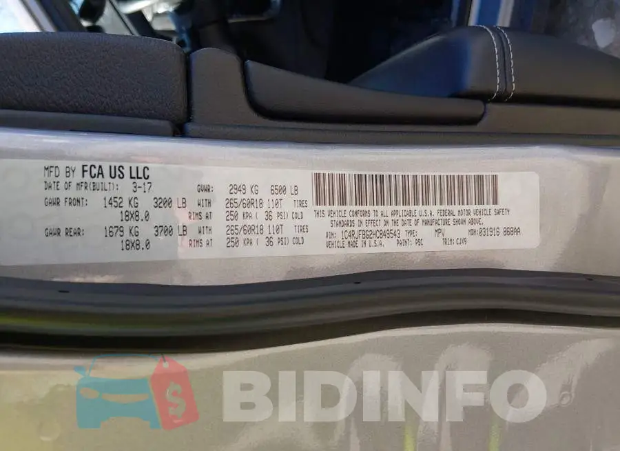 1C4RJFBG2HC849543 Photo# 9