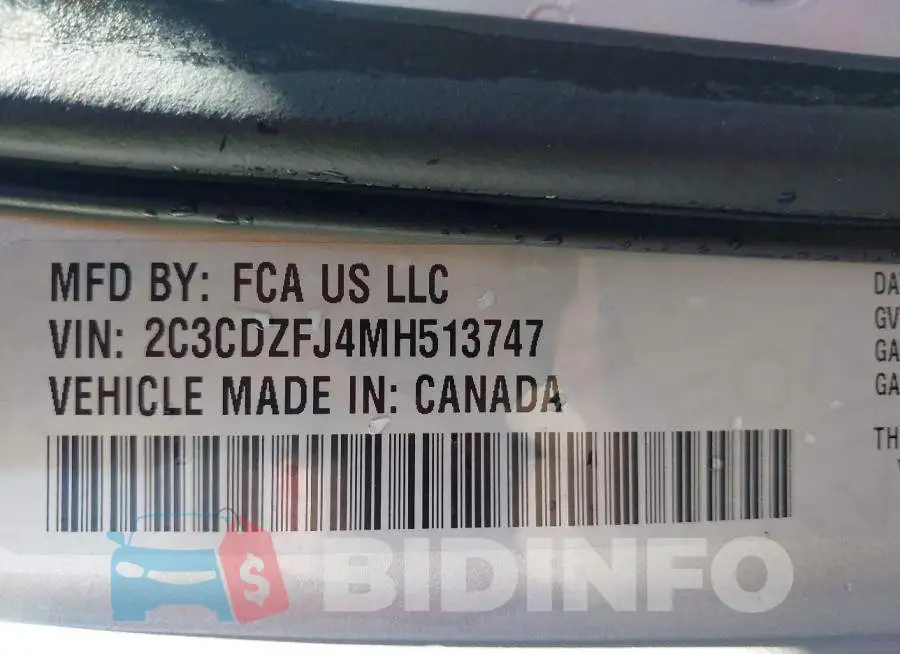2C3CDZFJ4MH513747 Photo# 9