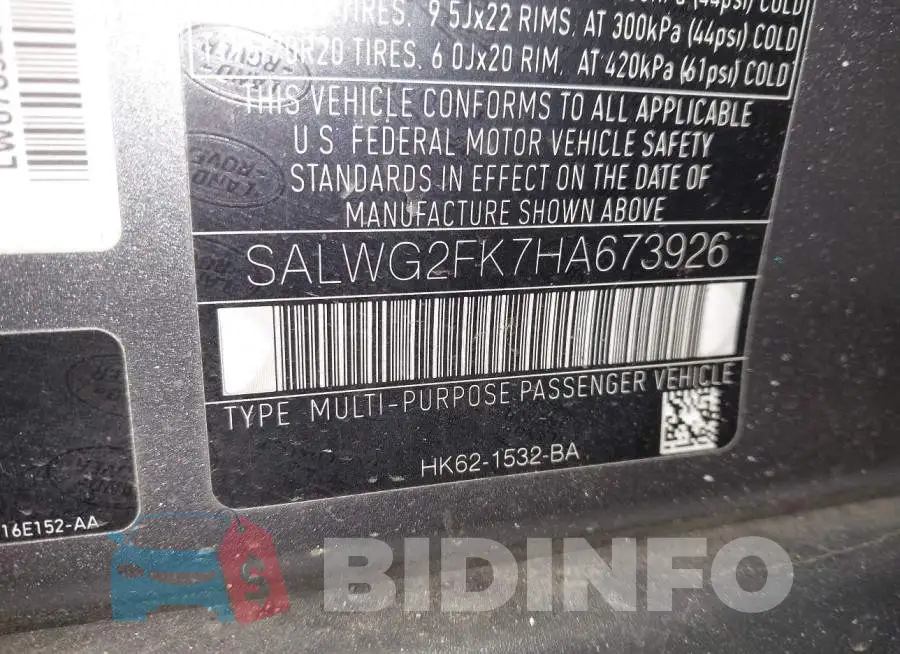 SALWG2FK7HA673926 Photo# 9