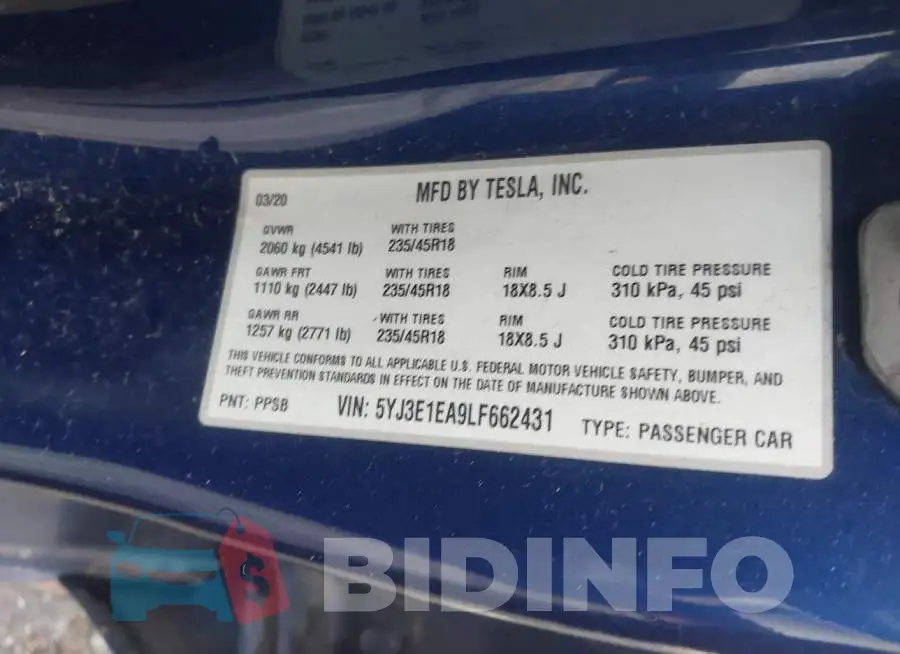 5YJ3E1EA9LF662431 Photo# 9