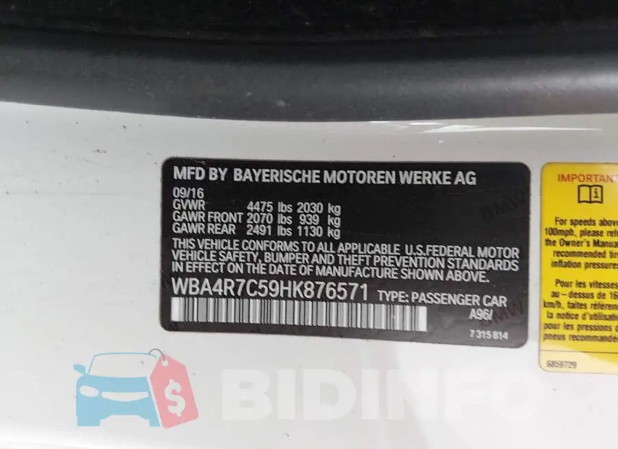 WBA4R7C59HK876571 Photo# 9