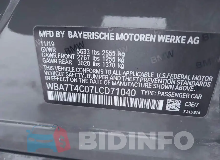 WBA7T4C07LCD71040 Photo# 9