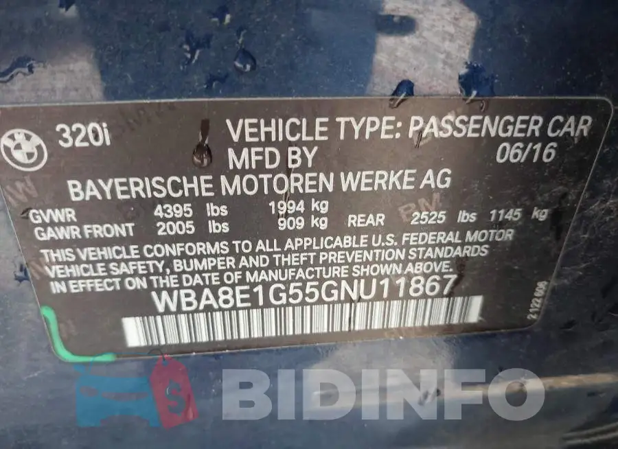 WBA8E1G55GNU11867 Photo# 9