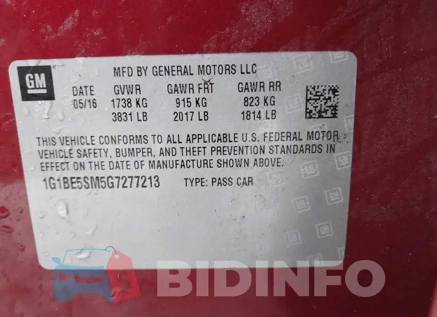 1G1BE5SM5G7277213 Photo# 9