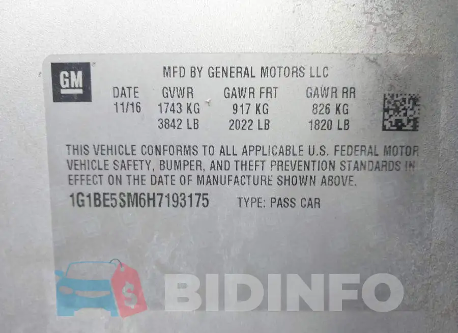 1G1BE5SM6H7193175 Photo# 9