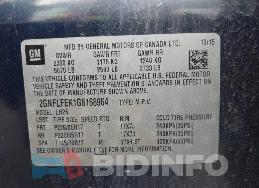 2GNFLFEK1G6168964 Photo# 9