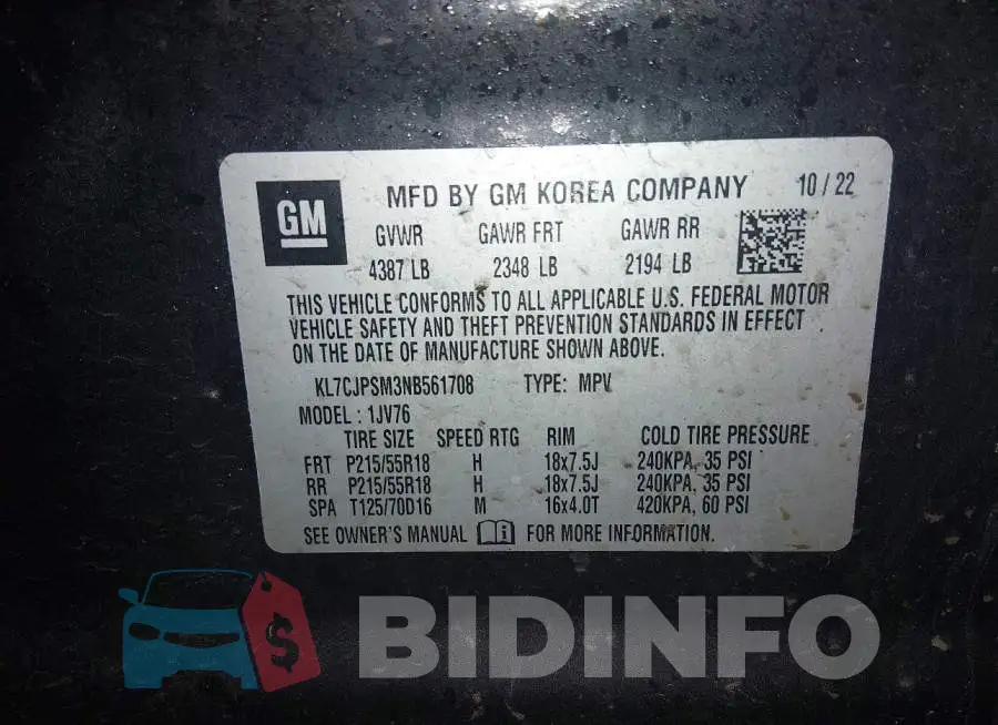 KL7CJPSM3NB561708 Photo# 9