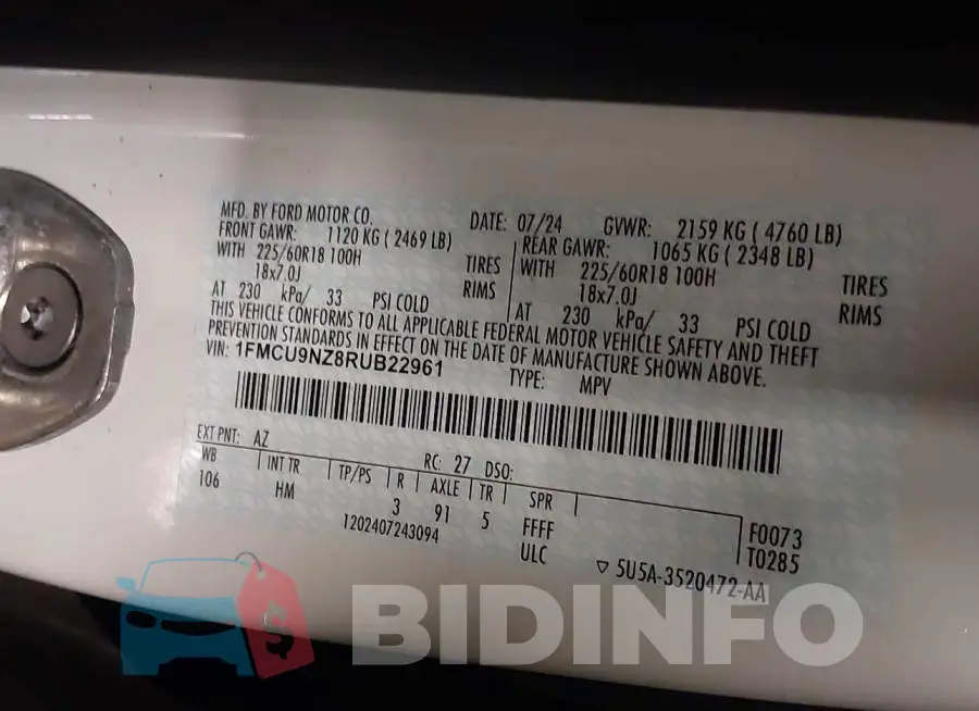 1FMCU9NZ8RUB22961 Photo# 9