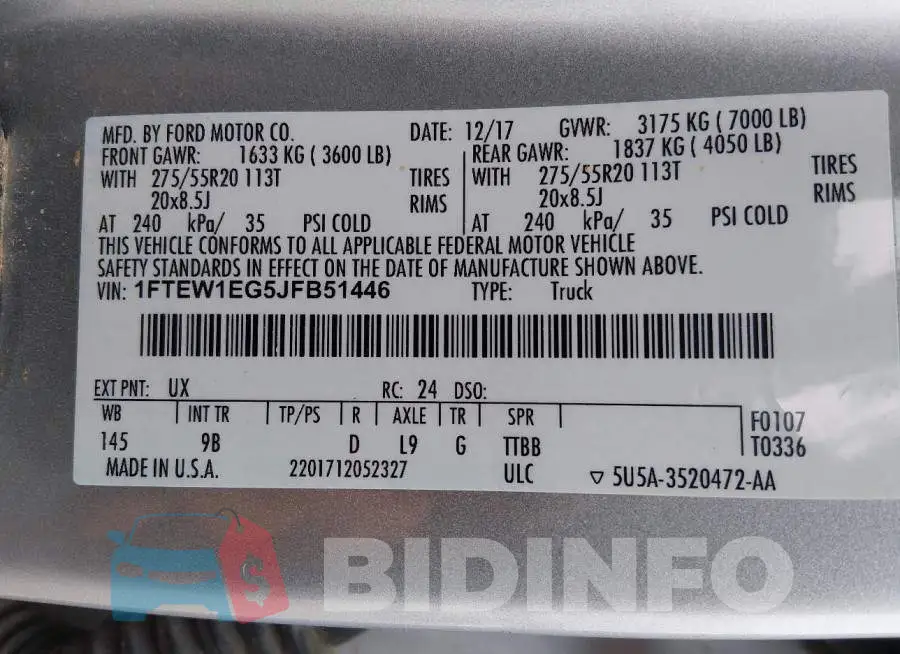 1FTEW1EG5JFB51446 Photo# 9
