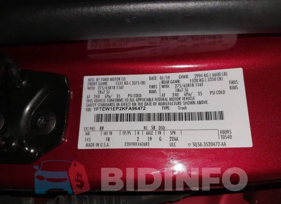 1FTEW1EP2KFA96472 Photo# 9