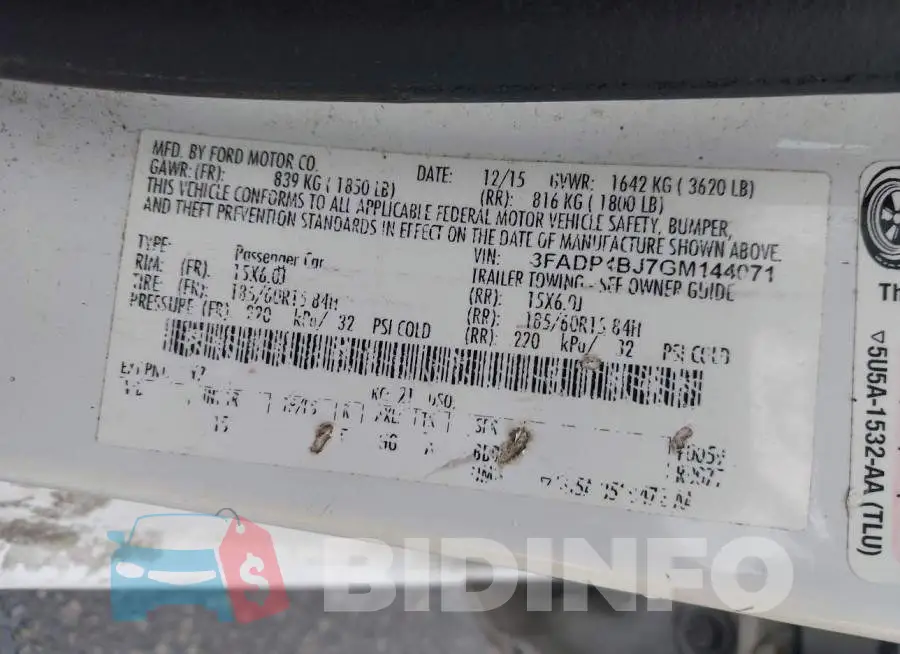 3FADP4BJ7GM144071 Photo# 9