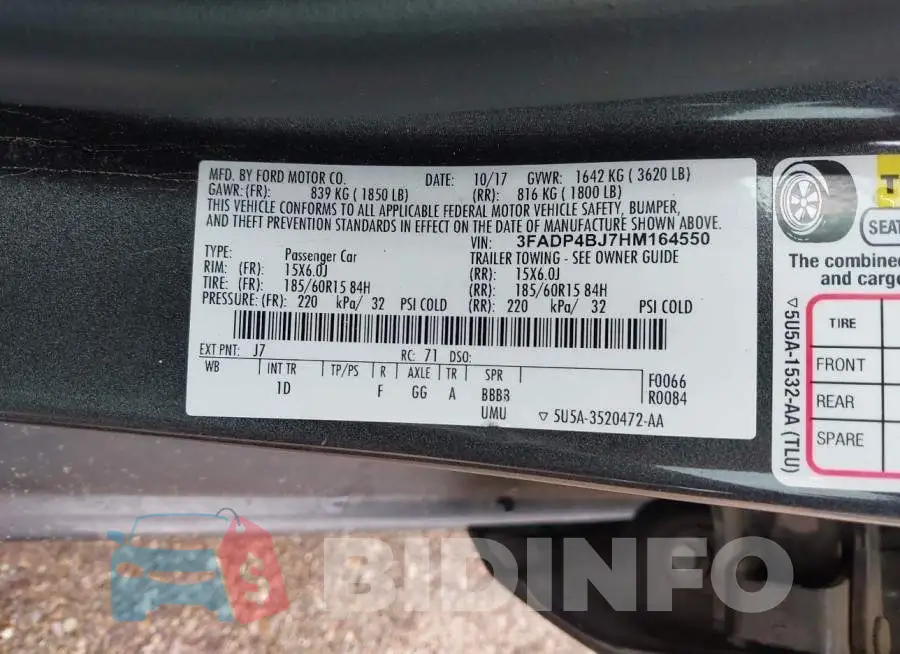 3FADP4BJ7HM164550 Photo# 9