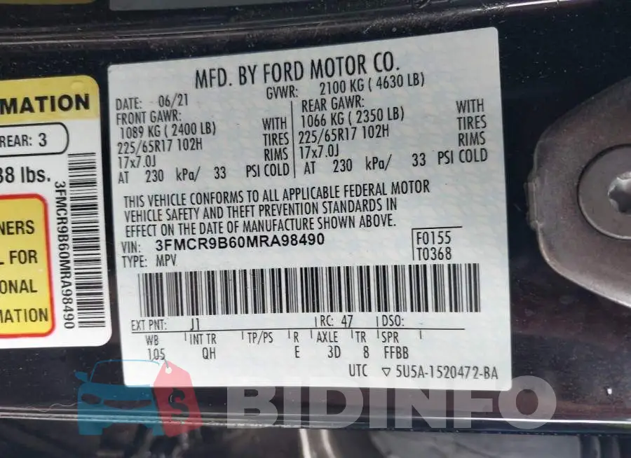 3FMCR9B60MRA98490 Photo# 9