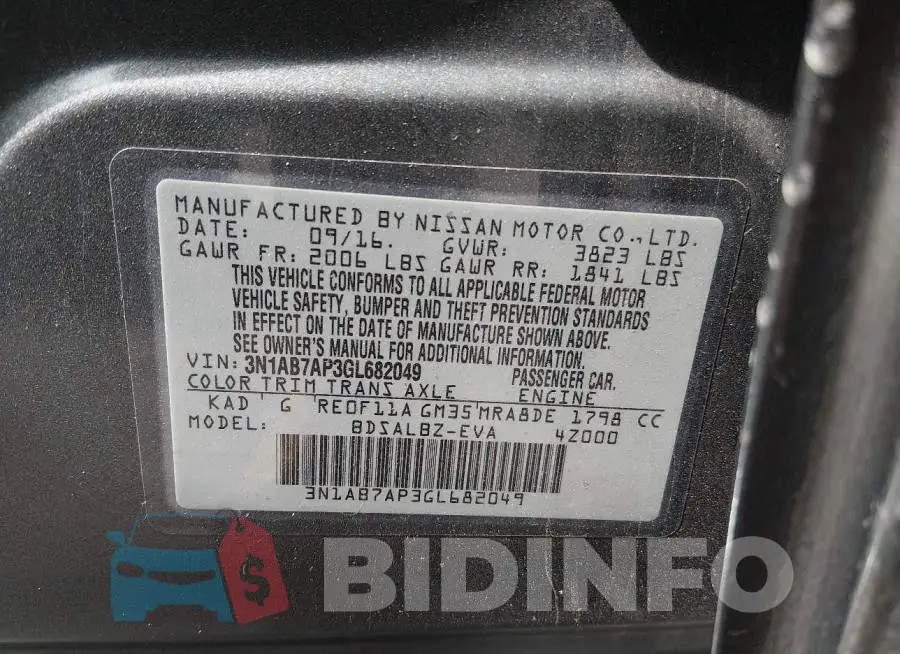 3N1AB7AP3GL682049 Photo# 9