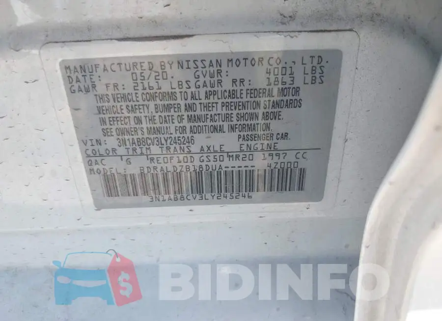 3N1AB8CV3LY245246 Photo# 9