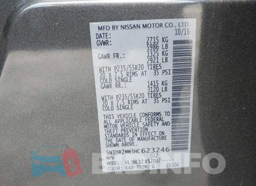 5N1DR2MM3HC623246 Photo# 9