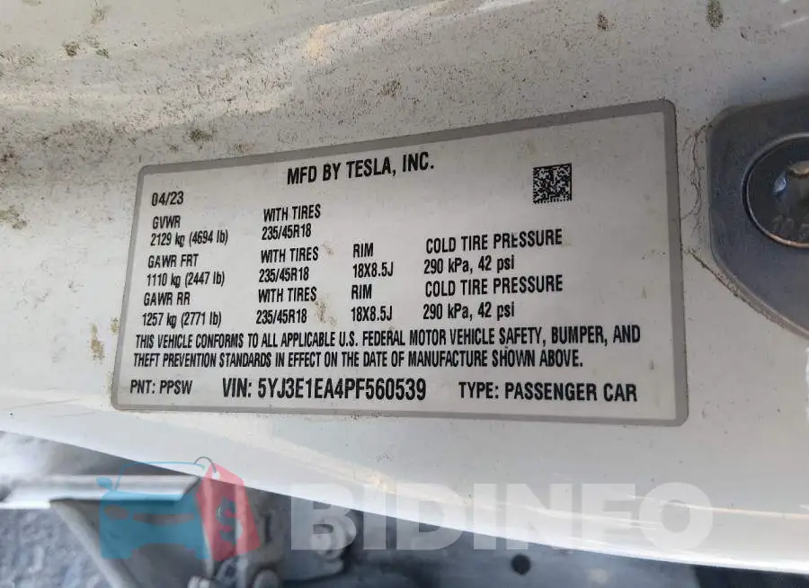 5YJ3E1EA4PF560539 Photo# 9