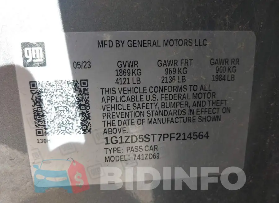 1G1ZD5ST7PF214564 Photo# 9