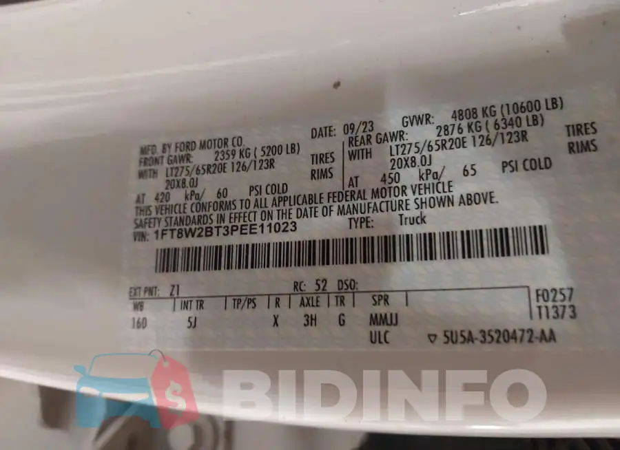1FT8W2BT3PEE11023 Photo# 8