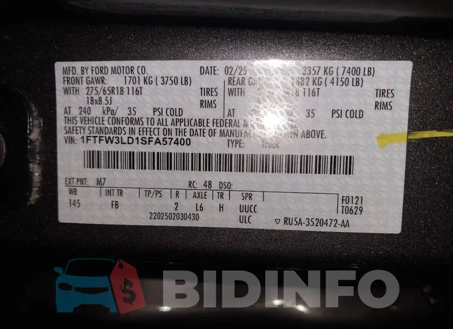 1FTFW3LD1SFA57400 Photo# 9