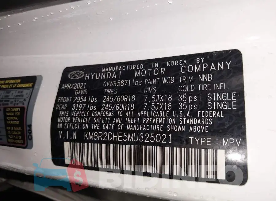 KM8R2DHE5MU325021 Photo# 9